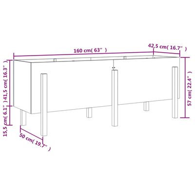 vidaXL højbed 160x50x57 cm massivt fyrretræ sort