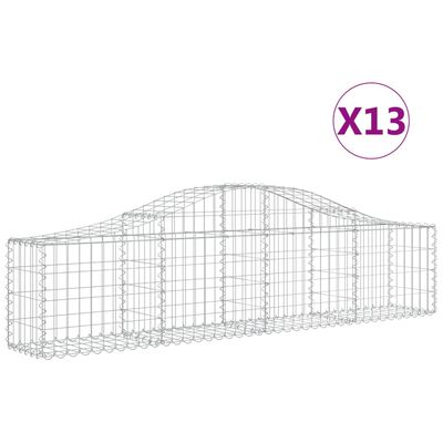 vidaXL buede gabionkurve 13 stk. 200x30x40/60 cm galvaniseret jern