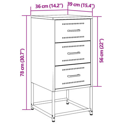 vidaXL sengeborde 2 stk. 36x39x78 cm stål sort