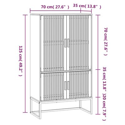 vidaXL højskab 70x35x125 cm konstrueret træ sort