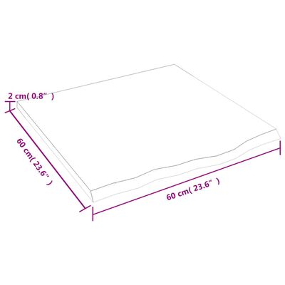 vidaXL bordplade til badeværelse 60x60x2 cm massivt træ lysebrun