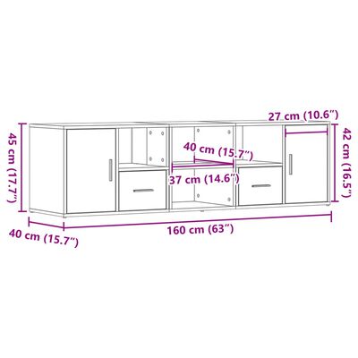 vidaXL hjørneskab 160x40x45 cm konstrueret træ røget egetræsfarve