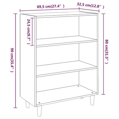 vidaXL skænk 69,5x32,5x90 cm konstrueret træ hvid højglans