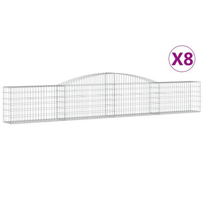 vidaXL buede gabionkurve 8 stk. 400x30x60/80 cm galvaniseret jern