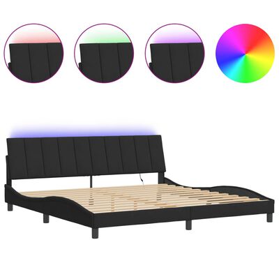 vidaXL sengeramme med LED-lys 200x200 cm velour sort