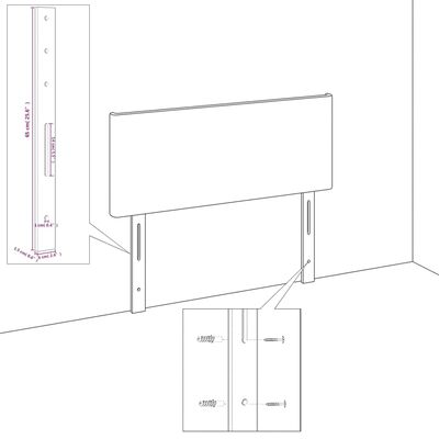 vidaXL sengegavl med kanter 203x23x78/88 cm fløjl sort