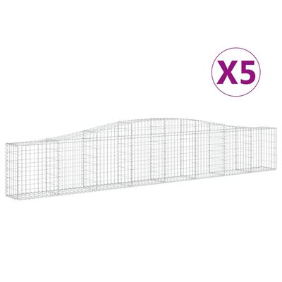 vidaXL buede gabionkurve 5 stk. 400x30x60/80 cm galvaniseret jern