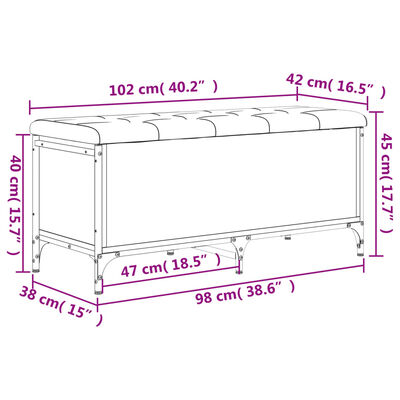 vidaXL skobænk 102x42x45 cm konstrueret træ røget egetræsfarve