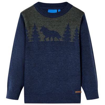 Sweater til børn str. 92 strikket marineblå