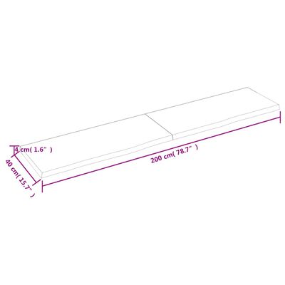 vidaXL bordplade 200x40x(2-4) cm ubehandlet massivt egetræ