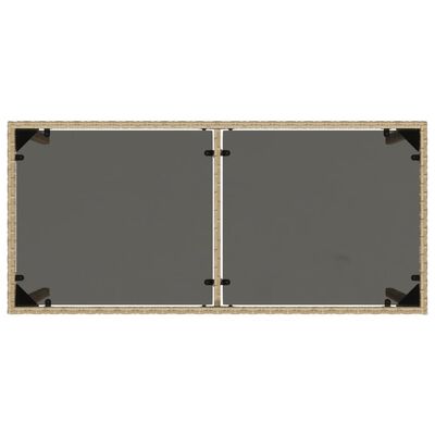 vidaXL havebord med glastop 115x54x74 cm polyrattan beige