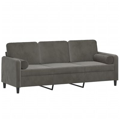 vidaXL 3-personers sofa med puder og hynder 180 cm velour mørkegrå