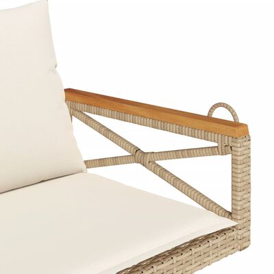 vidaXL havebænk med hynder 109x62x40 cm polyrattan beige