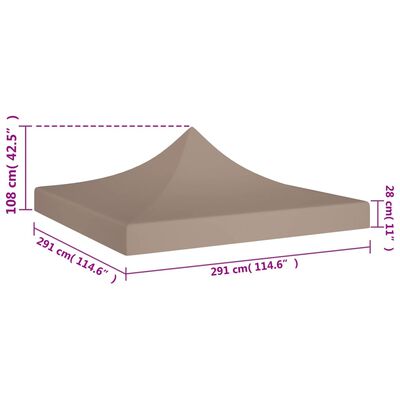 vidaXL tag til festtelt 3x3 m 270 g/m² gråbrun