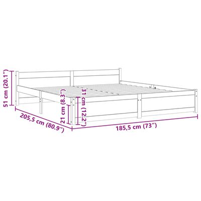 vidaXL sengestel 180x200 cm Super King massivt fyrretræ sort