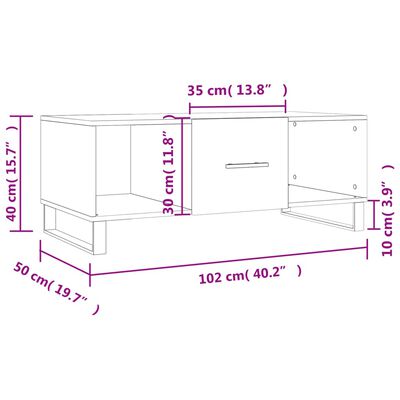 vidaXL sofabord 102x50x40 cm konstrueret træ sort