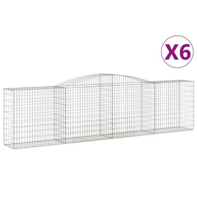 vidaXL buede gabionkurve 6 stk. 400x50x100/120 cm galvaniseret jern