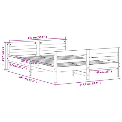 vidaXL sengeramme uden madras 140x200 cm massivt fyrretræ hvid