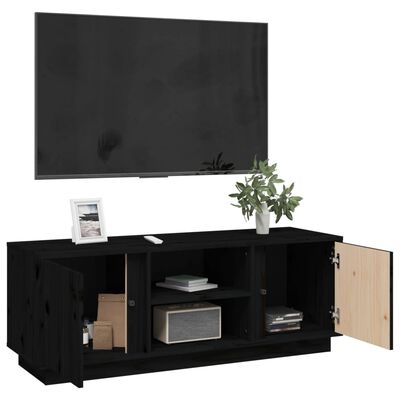 vidaXL tv-bord 110x35x40,5 cm massivt fyrretræ sort