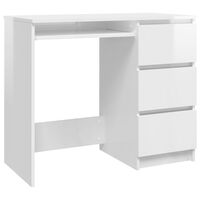 vidaXL skrivebord 90x45x76 cm konstrueret træ højglans hvid