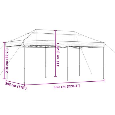 vidaXL foldbart pop up-festtelt 580x292x315 cm orange