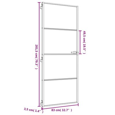 vidaXL indvendig dør 83x201,5 cm hærdet glas og aluminium guldfarvet