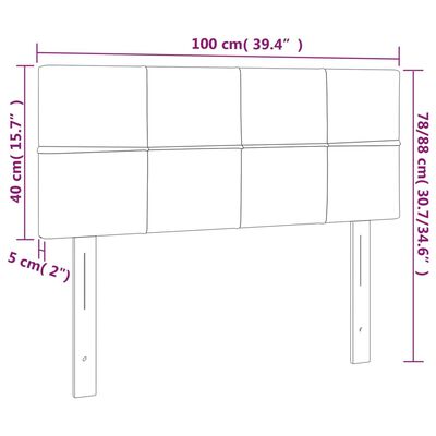 vidaXL sengegavl med LED-lys 100x5x78/88 cm fløjl lysegrå