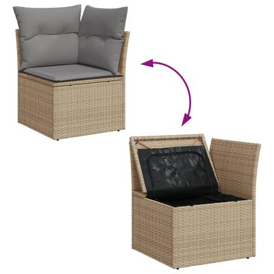 vidaXL havesofasæt 11 dele med hynder polyrattan beige