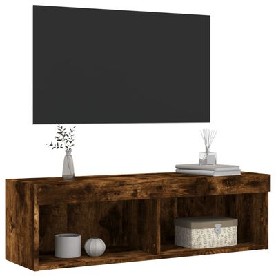 vidaXL tv-bord med LED-lys 100x30x30 cm røget egetræsfarve