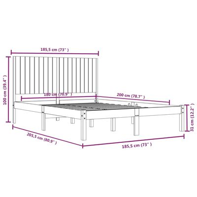 vidaXL sengeramme 180x200 cm massivt fyrretræ