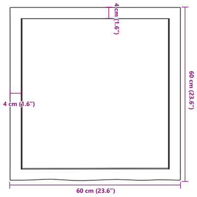 vidaXL væghylde 60x60x(2-6) cm ubehandlet massivt egetræ