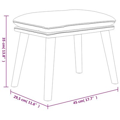 vidaXL fodskammel 45x29,5x35 cm fløjl lysegrå