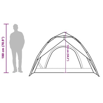 vidaXL 3-personers campingtelt kuppel quick-release grå og orange