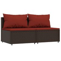 vidaXL midtermoduler til havesofa 2 stk. med hynder polyrattan brun