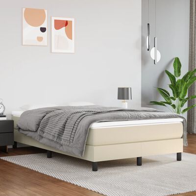 vidaXL springmadras med pocketfjedre 120x200x20 cm kunstlæder creme