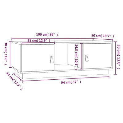 vidaXL sofabord 100x50x35 cm massivt fyrretræ