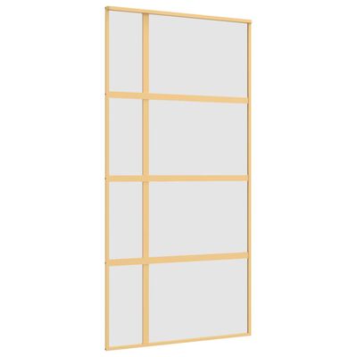 vidaXL skydedør 102,5x205 cm matteret sikkerhedsglas aluminium gylden