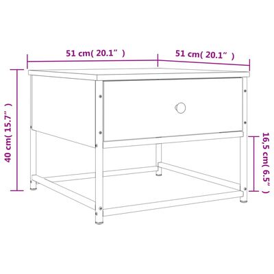 vidaXL sofabord 51x51x40 cm konstrueret træ røget egetræsfarve