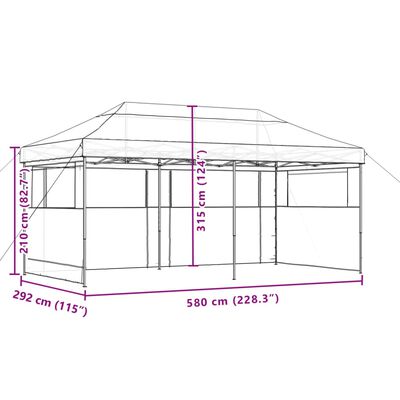 vidaXL foldbart pop up-festtelt med 3 sidevægge gråbrun