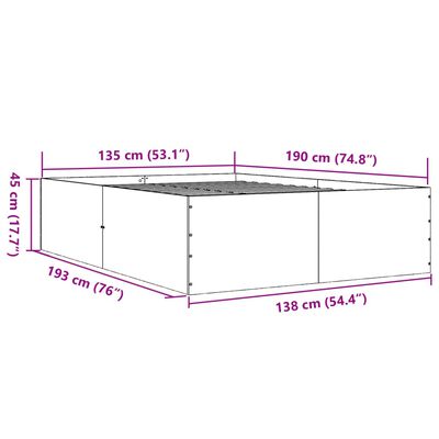 vidaXL sengestel 135x190 cm konstrueret træ sort