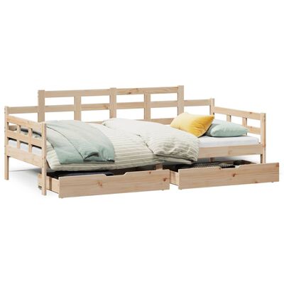 vidaXL daybed med skuffer 80x200 cm massivt fyrretræ