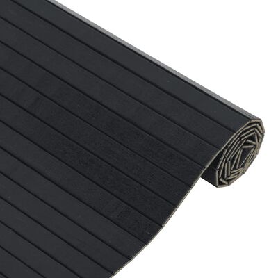vidaXL gulvtæppe 100x100 cm rektangulær bambus sort