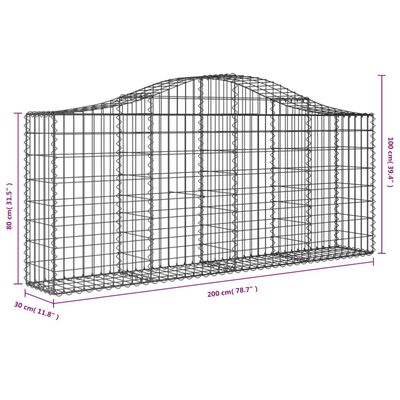 vidaXL buede gabionkurve 3 stk. 200x30x80/100 cm galvaniseret jern