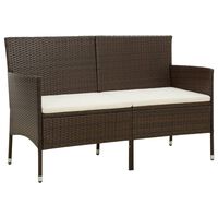 vidaXL 3-personers havesofa med hynder polyrattan brun