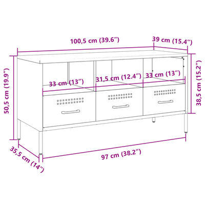 vidaXL tv-bord 100,5x39x50,5 cm koldvalset stål lyserød