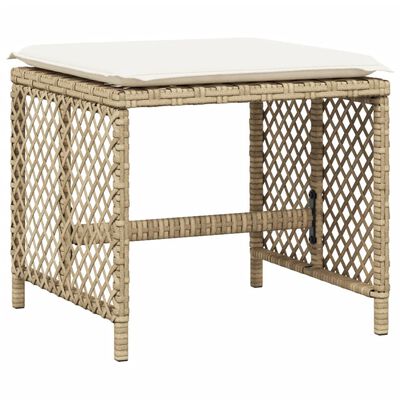 vidaXL haveskamler 4 stk. med hynder 41x41x36 cm polyrattan beige