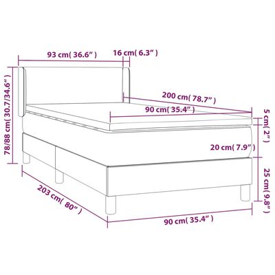 vidaXL kontinentalseng med madras 90x200 cm kunstlæder sort