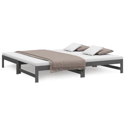 vidaXL daybed med udtræk 2x(100x200) cm massivt fyrretræ grå