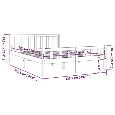 vidaXL sengeramme 120x200 cm massivt træ sort