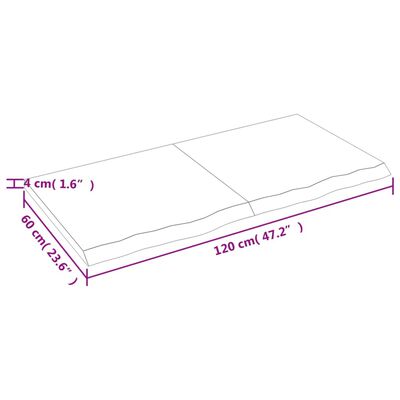 vidaXL bordplade til badeværelse 120x60x(2-4) cm massivt træ lysebrun